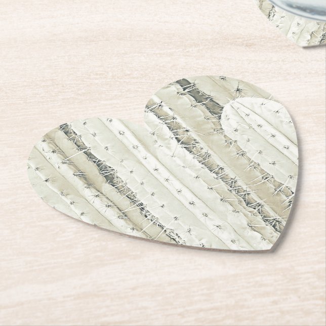 Saguaro Cactus Neutral Colours Prickly Cool Paper Coaster (Angled)