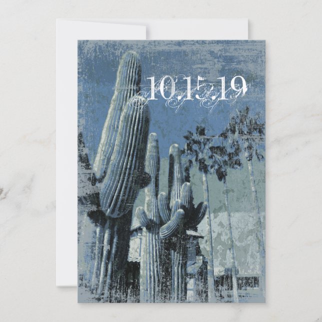 Saguaro Cactus Palm Trees Arizona Wedding Invites (Front)