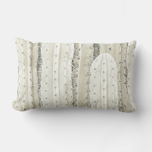 Saguaro Cactus Photo Art Neutral Colours Cool Lumbar Pillow (Front)