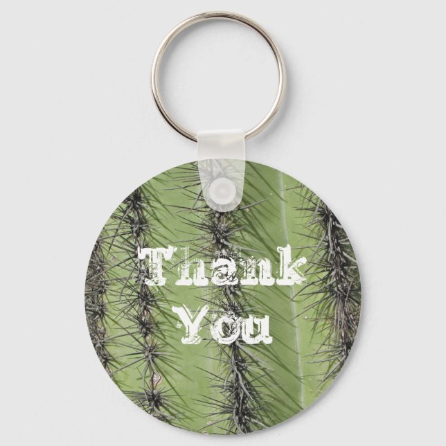 Saguaro Cactus Photo Cacti Needle Thank You Keychain (Front)
