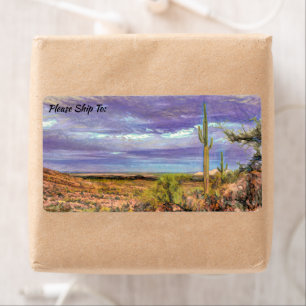 Saguaro Cactus Purple Sky Arizona Vue sur le déser