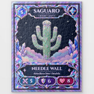 Saguaro Cactus, Rainbow Foil Art Jigsaw Puzzle