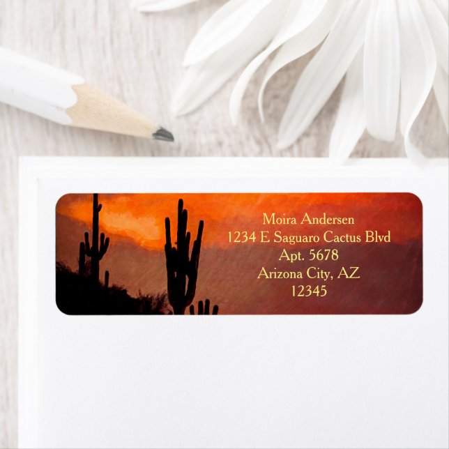 Saguaro Cactus Silhouette Arizona Red Sunset (Insitu)