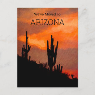 Saguaro Cactus Silhouette Arizona Sunset Moving Announcement Postcard