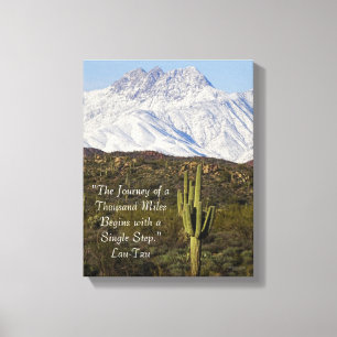 Saguaro Cactus Snow Capped Mountains Arizona USA Canvas Print