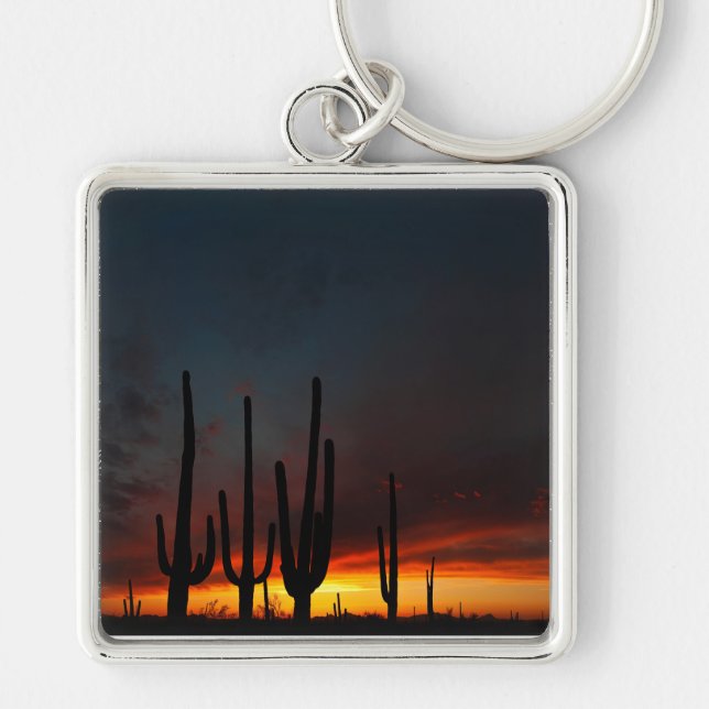 Saguaro Cactus Sunset Keychain (Front)