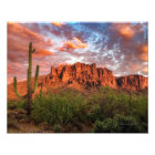 Saguaro Cactus Superstition Mountain Sunset Clouds