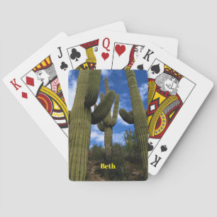 Saguaro Cactus Trio / Blue Sky & Clouds / Arizona Playing Cards