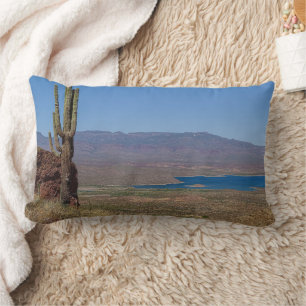 Saguaro Cactus View Of Roosevelt Lake Arizona Lumbar Pillow