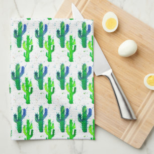Saguaro Cactus Watercolor Kitchen Towel