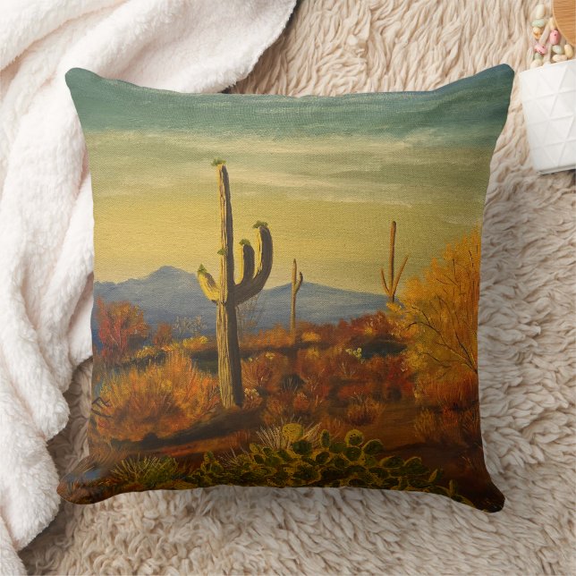 Saguaro in the Arizona Desert, by Gary Poling Throw Pillow (Blanket)