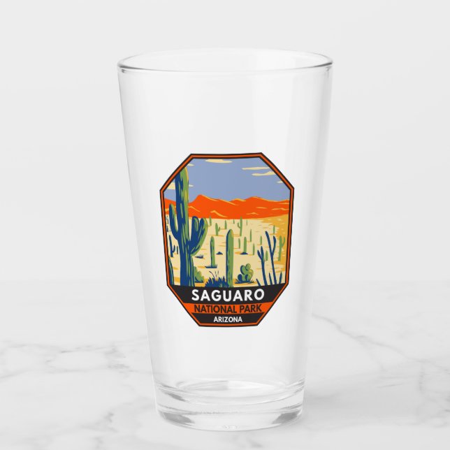 Saguaro National Park Arizona Giant Cactus Vintage Glass (Front)