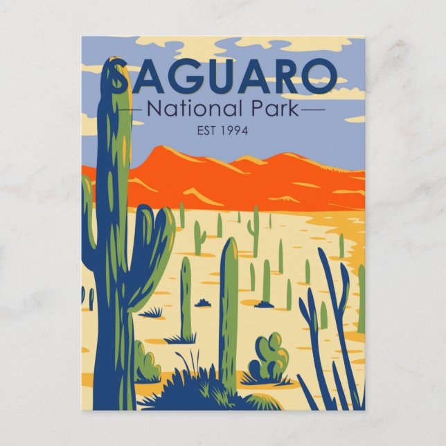 Saguaro National Park Arizona Giant Cactus Vintage Postcard (Front)