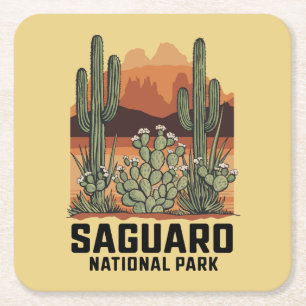 Saguaro National Park Cactus Square Paper Coaster