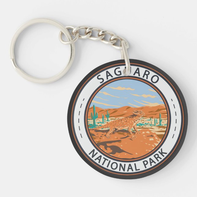 Saguaro National Park Horned Lizard Circle Keychain (Front)