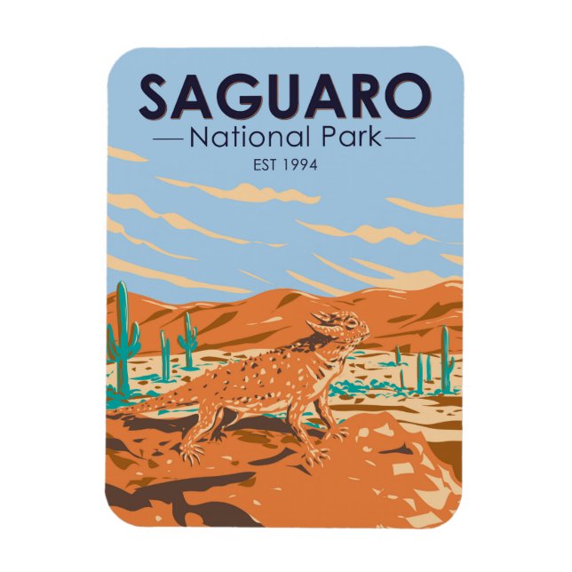 Saguaro National Park Horned Lizard Vintage Magnet (Vertical)