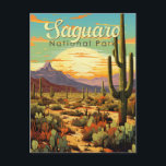 Saguaro National Park Illustration Retro Postcard<br><div class="desc">Saguaro vector artwork design. The park is named for the large saguaro cactus,  native to its desert environment.</div>