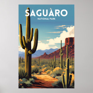 Saguaro National Park Traditional Travel Poster