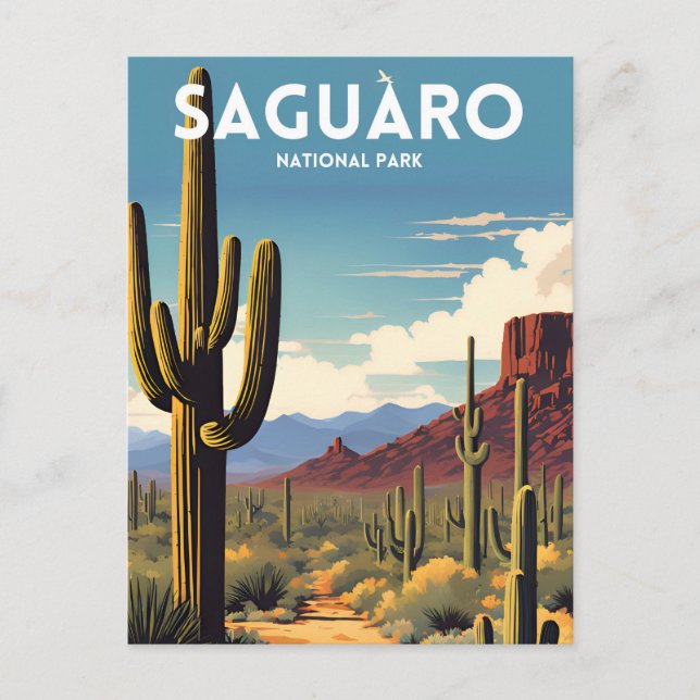Saguaro National Park Traditional Travel Poster Postcard (Front)