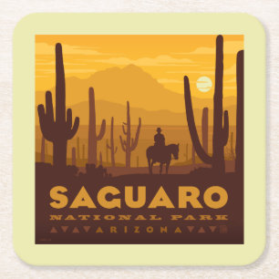 Saguaro Square National Park   Arizona Square Paper Coaster