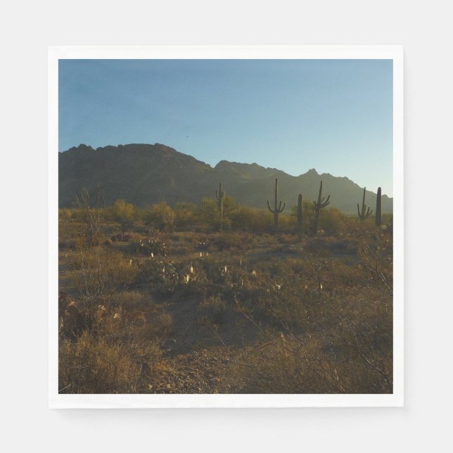 Saguaro Sunrise at Saguaro National Park Napkin (Front)
