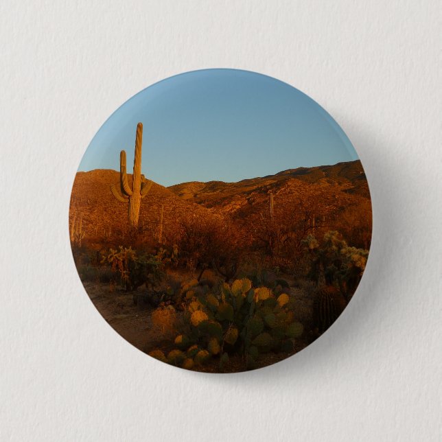 Saguaro Sunset I Arizona Desert Landscape 2 Inch Round Button (Front)