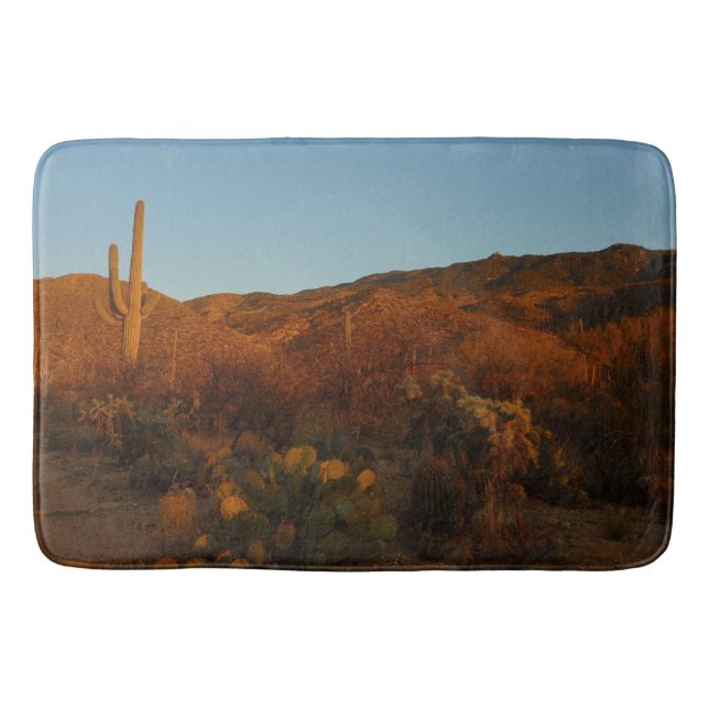 Saguaro Sunset I Arizona Desert Landscape Bath Mat (Front)