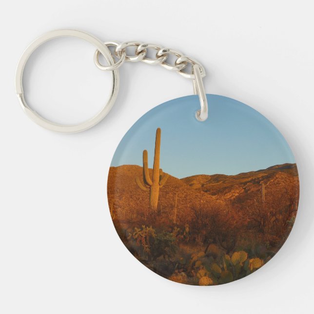 Saguaro Sunset I Arizona Desert Landscape Keychain (Front)