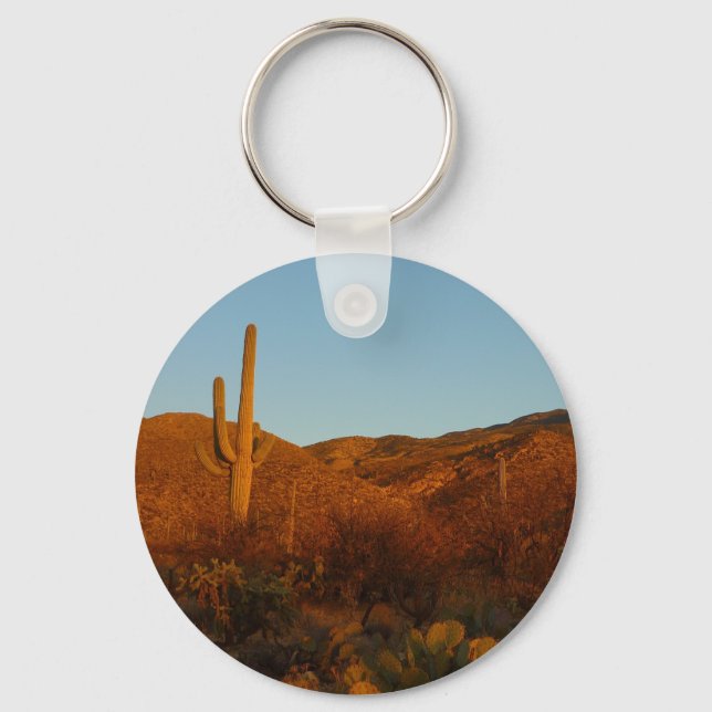 Saguaro Sunset I Arizona Desert Landscape Keychain (Front)