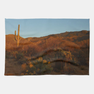 Saguaro Sunset I Arizona Desert Landscape Kitchen Towel