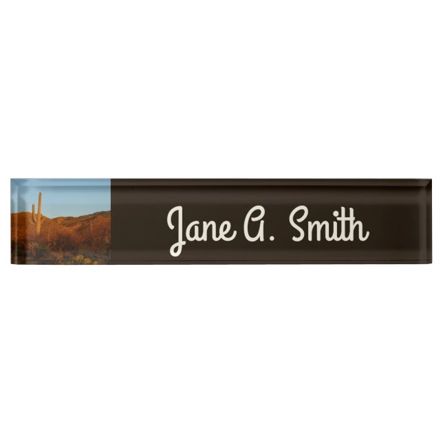 Saguaro Sunset I Arizona Desert Landscape Nameplate (Front)