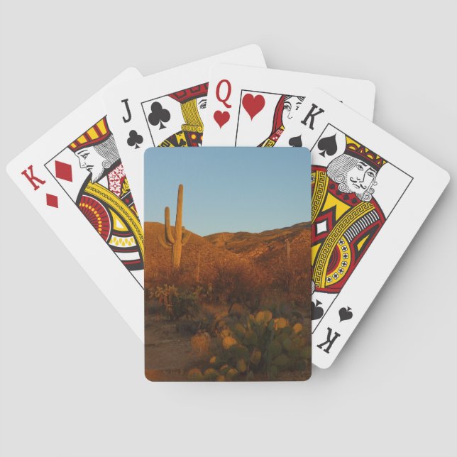 Saguaro Sunset I Arizona Desert Landscape Playing Cards (Back)
