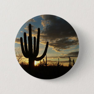 Saguaro Sunset II Arizona Desert Landscape 2 Inch Round Button
