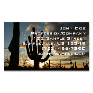 Saguaro Sunset II Arizona Desert Landscape Magnetic Business Card