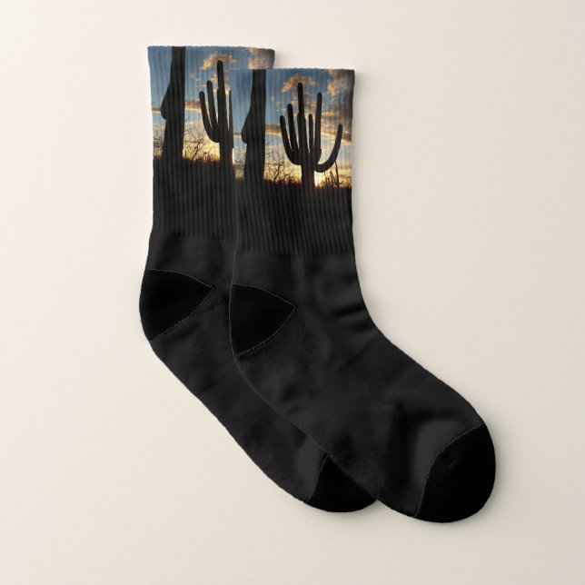 Saguaro Sunset II Arizona Desert Landscape Socks (Pair)