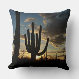 Saguaro Sunset II Arizona Desert Landscape Throw Pillow