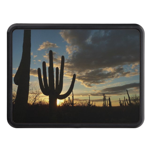 Saguaro Sunset II Arizona Desert Landscape Trailer Hitch Cover (Front)