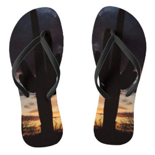 Saguaro Sunset III Arizona Desert Landscape Flip Flops