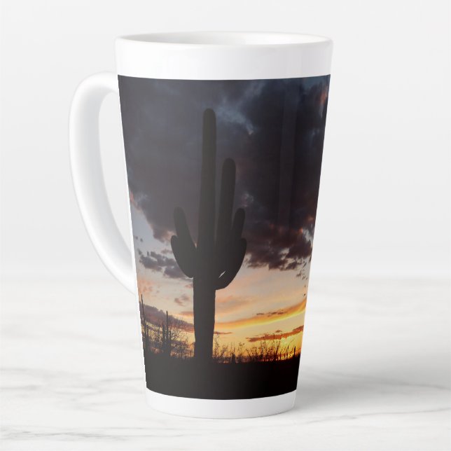 Saguaro Sunset III Arizona Desert Landscape Latte Mug (Left Angle)