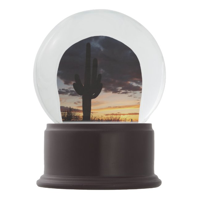Saguaro Sunset III Arizona Desert Landscape Snow Globe (Front)