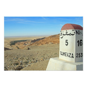 Sahara milestone, Tunisia Photo Print