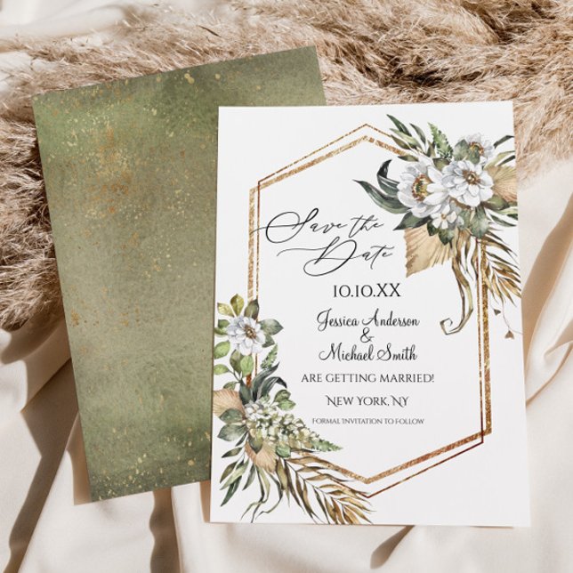 Sahara Savanna Floral Sauvez la date Invitation (Créateur téléchargé)