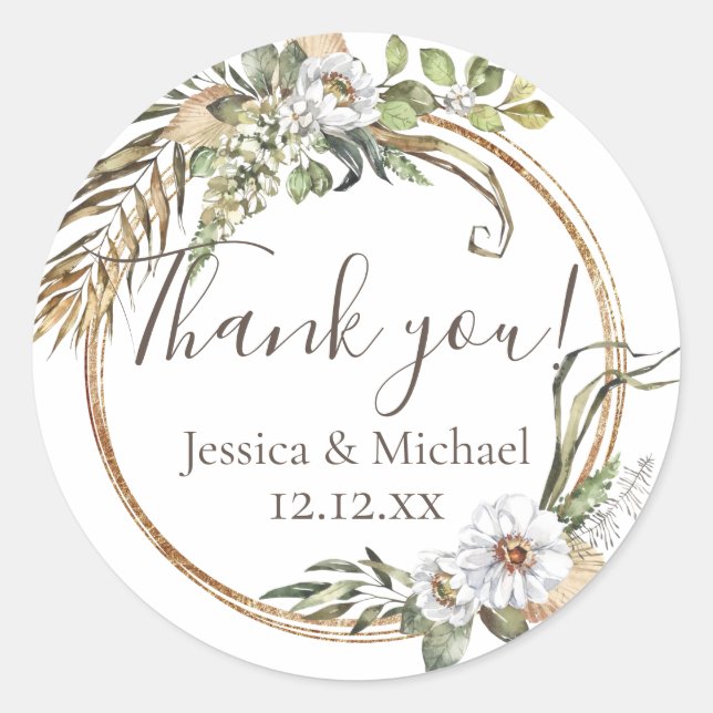 Sahara Savanna Thank You  Classic Round Sticker (Front)
