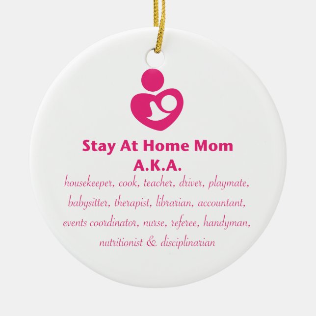 SAHM Heart Ceramic Ornament (Front)