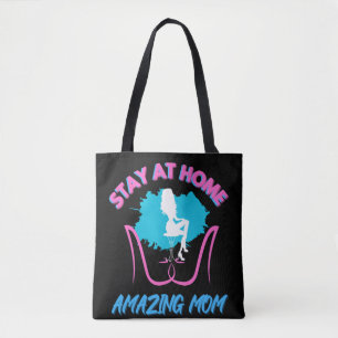 Sahm Stay At Home Mom Pink & Blue Trendy Design Tote Bag