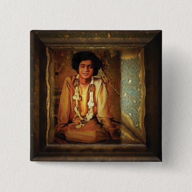 Sai Baba 2 Inch Square Button (Front)