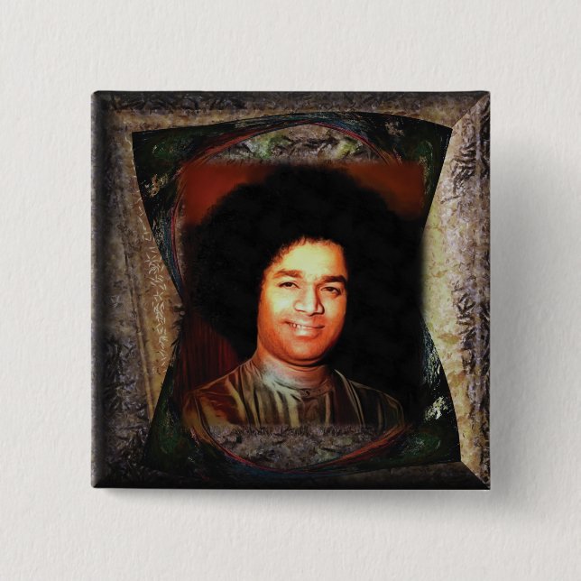 Sai Baba 2 Inch Square Button (Front)
