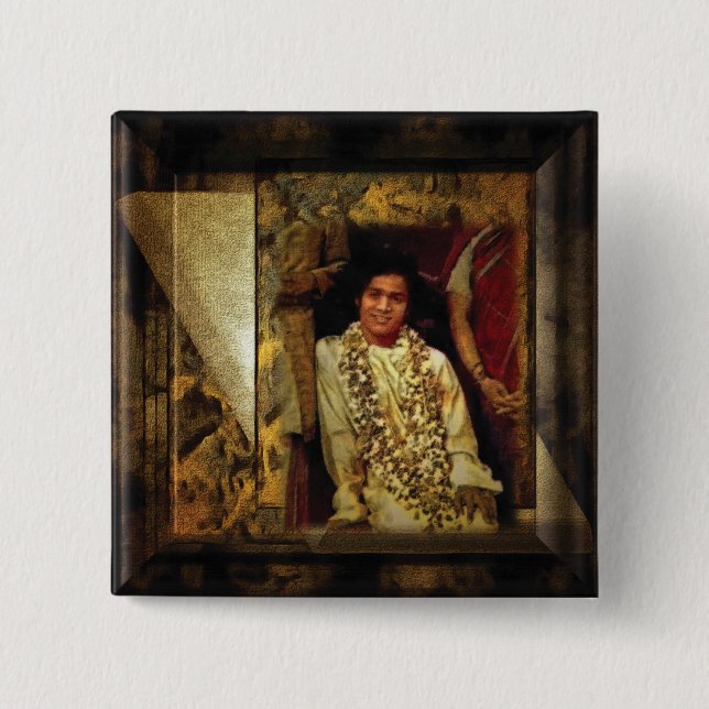 Sai Baba 2 Inch Square Button (Front)