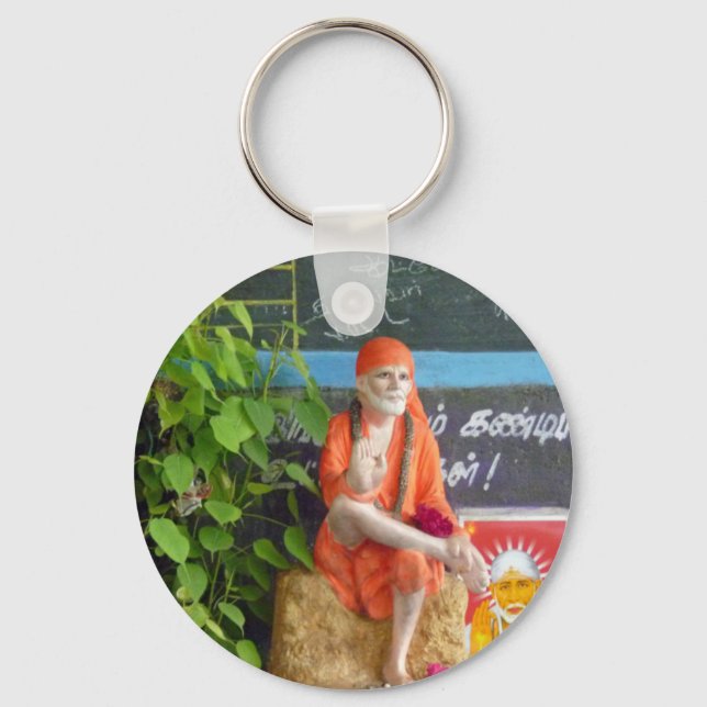 Sai Baba at the Auto Stand Keychain (Front)