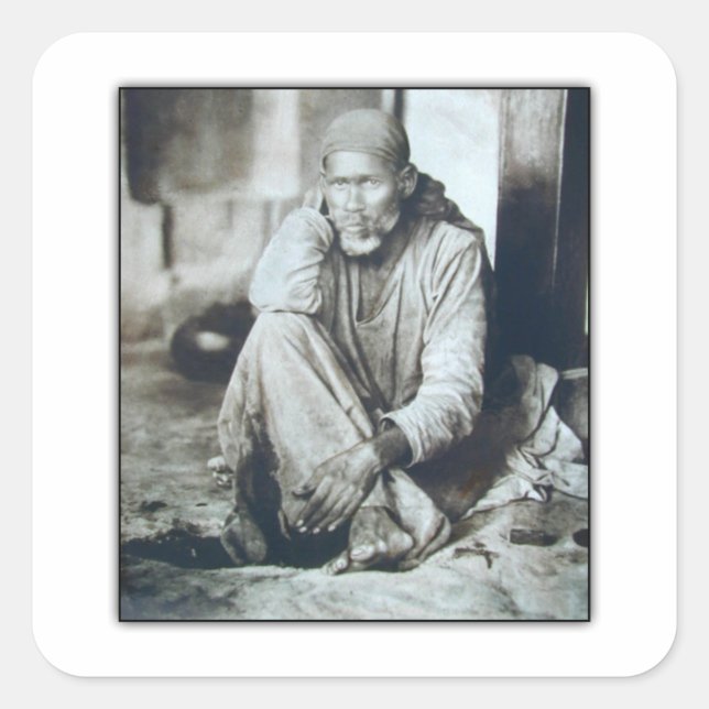 Sai Baba Orignal picture Square Sticker (Front)
